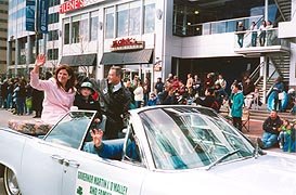 [photo, Governor Martin J. O'Malley and family, St. Patrick's Day Parade, East Pratt St., Baltimore, Maryland]