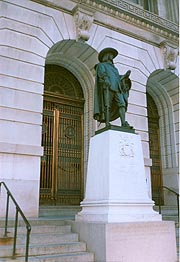 [photo, Cecilius Calvert statue, Clarence M. Mitchell, Jr., Courthouse (from St. Paul St.), 111 North Calvert St., Baltimore, Maryland]