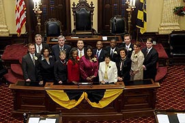 [photo, City Council members after being sworn in at City Hall, 100 North Holliday St., Baltimore, Maryland]